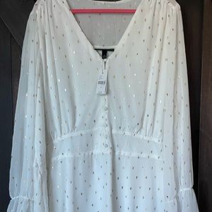 🆕💕 NWOT Beautiful! Lane Bryant Long Sleeve Blouse Semi Sheer Sleeves